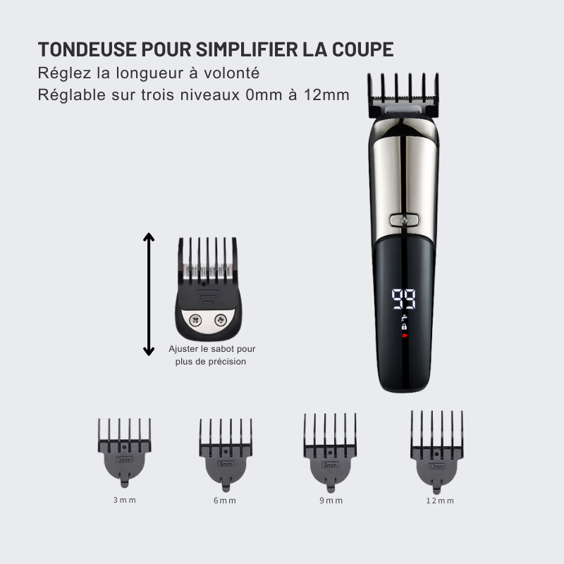 Tondeuse à Barbe Finition Pro + 2 Offerts